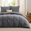 Bedsure Parure de lit effet coton lavé 100 % polyester Quiet Shade - 1 housse 155 x 220 cm et 2 taies 80 x 80 cm image 0