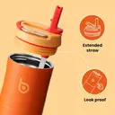 Bottle Bottle Stainless Steel Water Bottle 700ml with Straw and Lid, Sports Insulated Metal Water Bottle with Handle (Orange) image 3