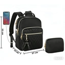 Backpack Women Small， Elegant School Backpack Wallet Set 2 in 1 Waterproof City Backpack Casual Daypack with USB Charging Port Modern Handbag Backpack Bag for Travel Work Black， New Year Sale ， Top gift picks image 4