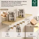 KAPANOU Floating Shelves for Wall， Natural Wood grain Shelf with Front and Back Coat Hooks and Extra Storage Compartments (White), New Year Sale , Top gift picks image 3