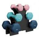 SONGMICSHOME  Dumbbell Set with Stand, Hand Weights Set for Home, 1 kg/2 kg/3 kg, Vinyl Coated, Pink, Aqua, and Blue image 1