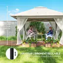 Outsunny Tonnelle de jardin extérieur barnum de jardin pop-up tente pliant 4 x 4 m double toit protection UV 50+ 4 moustiquaires, 4 sacs de sable, 1 sac de transport tissu Oxford métal blanc image 5
