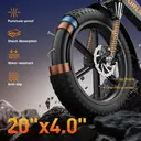 URLIFE VTT électrique pliable, Vélo électrique 20 pouces 4,0 pneus larges, Batterie amovible 48 V 13 Ah, Longue autonomie 80-100 km, Double suspension, 7 vitesses, Adulte, LED, Écran numérique Noir image 6