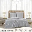 Meeallhome  Satin  Duvet Cover Set 200*200cm/50*75cm*2  Gray image 0
