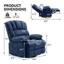HONEYOU Fauteuil inclinable matelassé à bascule - Bleu image 2