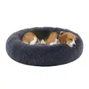 SONGMICS Comfortable Pet Bed, Donut Dog & Cat Bed, Removable & Washable Inner Pad, Machine Washable, Plush Material, 80 cm, Dark Grey, Diameter 80 cm, Height 20 cm image 0