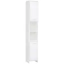 HOMCOM Bathroom Floor Storage Cabinet Slim Tallboy w/ Door Cupboard & Shelves For Living Room, Bedroom, Hallway White image 0