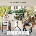 Outsunny 3 Pieces Garden Dining Set, 2 Seater Garden Furniture with High Back Stackable Chairs and Round Glass Top Table, Outdoor Bistro Set for Patio, Black image 3