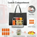 Laptop Bag Women with Insulated Lunch Compartment， Laptop Handbag 15.6 Inch， Work Bag Women Large， Briefcase Waterproof， Shopper Bag Leather， Shoulder Bag for Business， School， Black， New Year Sale ， Top gift picks image 1