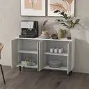 HOMCOM Modern Sideboard with 2 Cupboards, Kitchen Storage Cabinet for Living Room with Adjustable Shelves, 4 Doors and Solid Wood Legs, White image 7