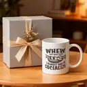Alphynix 1 Mug blanc 33cl avec citation drôle paresseux "OUF C'ÉTAIT JUSTE" sur éviter la socialisation, cadeau de Noël ou Thanksgiving relatable,Le cadeau de la saint-valentin, cadeau d’anniversaire image 4