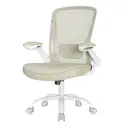 Ochama x SONGMICS Chaise de bureau ergonomique, fauteuil pivotant avec dossier, soutien lombaire et appui-tête, fonction bascule, assise large de 53 cm, beige image 1