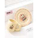 Cute cartoon puppy birthday ceramic plate and mug set, suitable for gifting Candle Cake Dog Series Dinner Plate and Mug Set image 1
