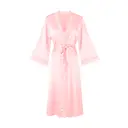 long-sleeved pink silk-like bathrobe  L image 0