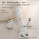 Sparoma 3-in-1 Women’s Grooming Kit – Rechargeable Shaver, Nose Hair & Body Hair Trimmer, IPX7 Waterproof, Rechargeable with Charging Dock, 3 Replacement Heads, TC-017, White image 4