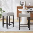 Tabourets de bar Ckaff, ensemble de 2, chaises de bar de 65,5 cm de haut, chaises de cuisine, en lin, chaise de maquillage, chaise de salle à manger, tabouret de salle de bain, tabouret de bureau, tabouret de comptoir avec repose-pieds pour cuisine, salon. image 0