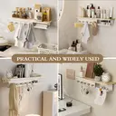 KAPANOU Floating Shelves for Wall， Natural Wood grain Shelf with Front and Back Coat Hooks and Extra Storage Compartments (White), New Year Sale , Top gift picks image 4