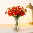 Wei's Moment 6 Bundles of Artificial Balcony 
Plants and Indoors, Plastic Flowers Decoration, Faux Plastic, UV-Resistant Flowers for Graves and Garden Bright red image 2