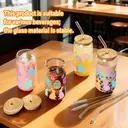 Alphynix 1pc Easter Fresh Start Glass Tumbler, 500ml "Liquid Me" Design with Strawberry, Cherry & Kale Motifs, Includes Bamboo Lid & Straw, Spring Detox Gift image 2