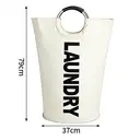 Vilscijon 90L Large-Capacity Laundry Hamper - Foldable Dirty Clothes Basket, Clothing Storage Bin, White image 3