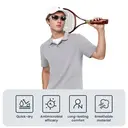 ochama [100 Series Cloud Sense Quick Dry] Sports Short-sleeved Polo Shirt Men's RunningFitness Outdoor Summer Beige Gray S image 1