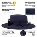 TOP-EX Chapeau de pêche pour homme avec protection UV, couvre-nuque à effet froid, emplacement pour lunettes, bords larges, taille M/L - Navy image 2