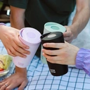 Bottle Bottle Insulated Travel Mug 350ml Stainless Steel Office Coffee Cup with Push Button Lid Keeps Cold and Hot for 8 Hours (Pink) image 5