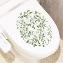 Plant leaf and flower pattern toilet seat stickers, self-adhesive bathroom wall stickers, toilet seat decals, DIY removable waterproof stickers,Full of leaves image 3