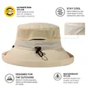 TOP-EX Chapeau de soleil pour femme à large bord, avec trou pour cheveux tressés, pliable pour l’été, voyage, plage et plein air, khaki image 1