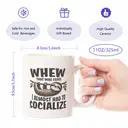 Alphynix 1pc 11oz White Mug with "WHEW THAT WAS CLOSE" Funny Sloth Quote About Avoiding Socializing, Relatable Christmas or Thanksgiving Gift image 7