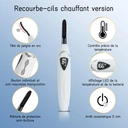 SUNLUXY S600 Recourbe-cils électrique pour courbure naturelle longue tenue, avec affichage LED de la température et de la batterie, arrêt automatique de sécurité - Blanc image 4