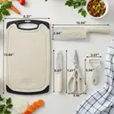  5-Piece Cutting Board Set With Knives Non Slip Surface Dishwasher Safe Beige               image 4