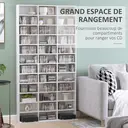 HOMCOM Rangements pour CD et DVD, étagère rangement, capacité max. 1116 CD/528 DVD, 36 compartiments et étagères réglables, pour bureau, salon, chambre, 102 x 23,5 x 195 cm, blanc image 3