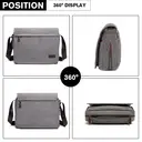 Kono Canvas Messenger Bag for Men, Expandable Crossbody Shoulder Bag Fits 14 Inch Laptop for Work Travel School Grey image 5