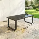 Outsunny Table Basse de Jardin Rectangulaire, Pieds Incurvés, Plateau en Verre Trempé, Table d'Appoint pour Terrasse Balcon Jardin, 90x45x33cm, Noir image 2