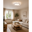LED Deckenlampe Ø53cm,Dimmbar mit Fernbedienung für Wohnzimmer 62W 3000-6500k, LED fest integriert, Modern Runde Wohnzimmer Schlafzimmer Arbeitszimmer Esszimmer Dekoration Lampen, Mit Speicherfunktion.Lichtfarbe- und Helligkeit einstellbar weiß image 2