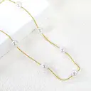 18K PVD Gold Stainless Steel Pearl Station Necklace, 42+5cm Elegant Beaded Choker image 5