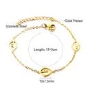 Leaf Motif Charm Bracelet with White Shell Inlay, 18K Gold Plated Stainless Steel, Hollow Leaf Boho Jewelry (17+3cm) image 1