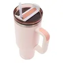 Milestone Travel Mug & Straw with Handle Stainless Steel Double Walled Pink 1200ml image 2