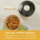 Drew&Cole Cleverpot Cooking Pot - Cream, 1.2L, 600W, Compact, Portable, Serves Up to 3 People, With Glass Lid & Steam Basket image 3