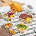 JORDAN&JUDY Ensemble de 8 boîtes de conservation de denrées rectangulaires en verre borosilicate, amovibles, 150 ml x 1 + 200 ml x 1 + 320 ml x 1 + 370 ml x 1 + 520 ml x 1 + 640 ml x 1 + 800 ml x 1 + 1040 ml x 1, lunch box portable, bleu image 1