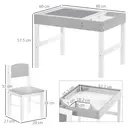 HOMCOM 2 in 1 Kids Table and Chair Set for Toddlers, Children Multi Activity Desk with Chair, Storage Space, Grey image 8