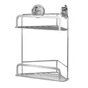 Croydex Stick 'n' Lock 2 Tier Corner Shower Caddy - Chrome image 0