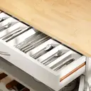 HOMCOM Modern Kitchen Trolley, Rolling Island Storage Cart with Drawer, 9-bottle Wine Rack, Door Cabinets, Wooden Countertop, White image 8