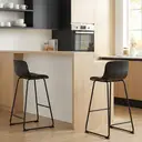 HOMCOM Modern Bar Stools Set of 2, PU Leather Upholstered Barstools, Counter Height Kitchen Chairs with Footrest for Breakfast Bars, Dining Room, Black image 8