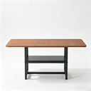 Table à manger rectangulaire style industriel couleur noyer 160×90×76 cm étagère de rangement multifonctionnelle + pieds en métal noir table pour 4-6 personnes image 0