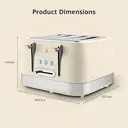 Swan Retro Revive 4 Slice Toaster, Vintage, Cord Storage, Variable Width Slots, 1860W, Coated Stainless Steel, Blue and Chrome Accents - ST19029C image 5