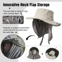 TOP-EX UV Protection Mens Sun Hat with Cooling Neck Flap Sunglass Lock Wide Brim Fishing Hats M/L Grey image 3