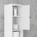 kleankin Badezimmerschrank schmal, Badschrank Hochschrank mit 4 offenen Fächern und Schublade, Toilettenschrank für Wohnzimmer Badezimmer kleine Räume, 20 x 20 x 180 cm Weiß image 8