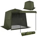 Outsunny 2 x 2 m Pop Up Gazebo with Awning, Waterproof Instant Shelter for Garden BBQ, Fishing, Camping, Easy Setup Garden Gazebo with Sides, Mesh Windows & Carry Bag, Army Green image 0